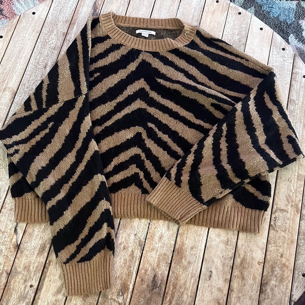 Cropped Zebra Sweater from American Eagle